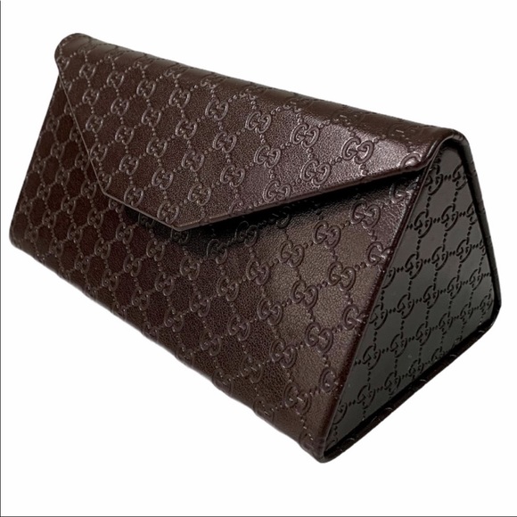 GUCCI (A) GG Monogram Brown Glass Case -3.5x6x3.5
